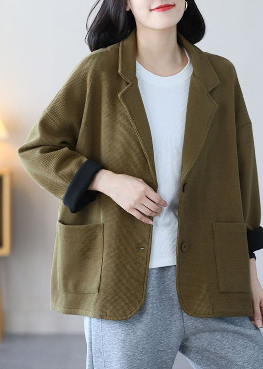 WW | Light Green Quilted Collar Pocket Cotton Coats