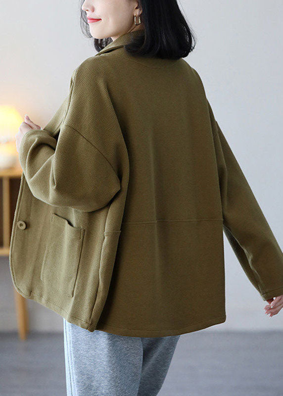 WW | Light Green Quilted Collar Pocket Cotton Coats