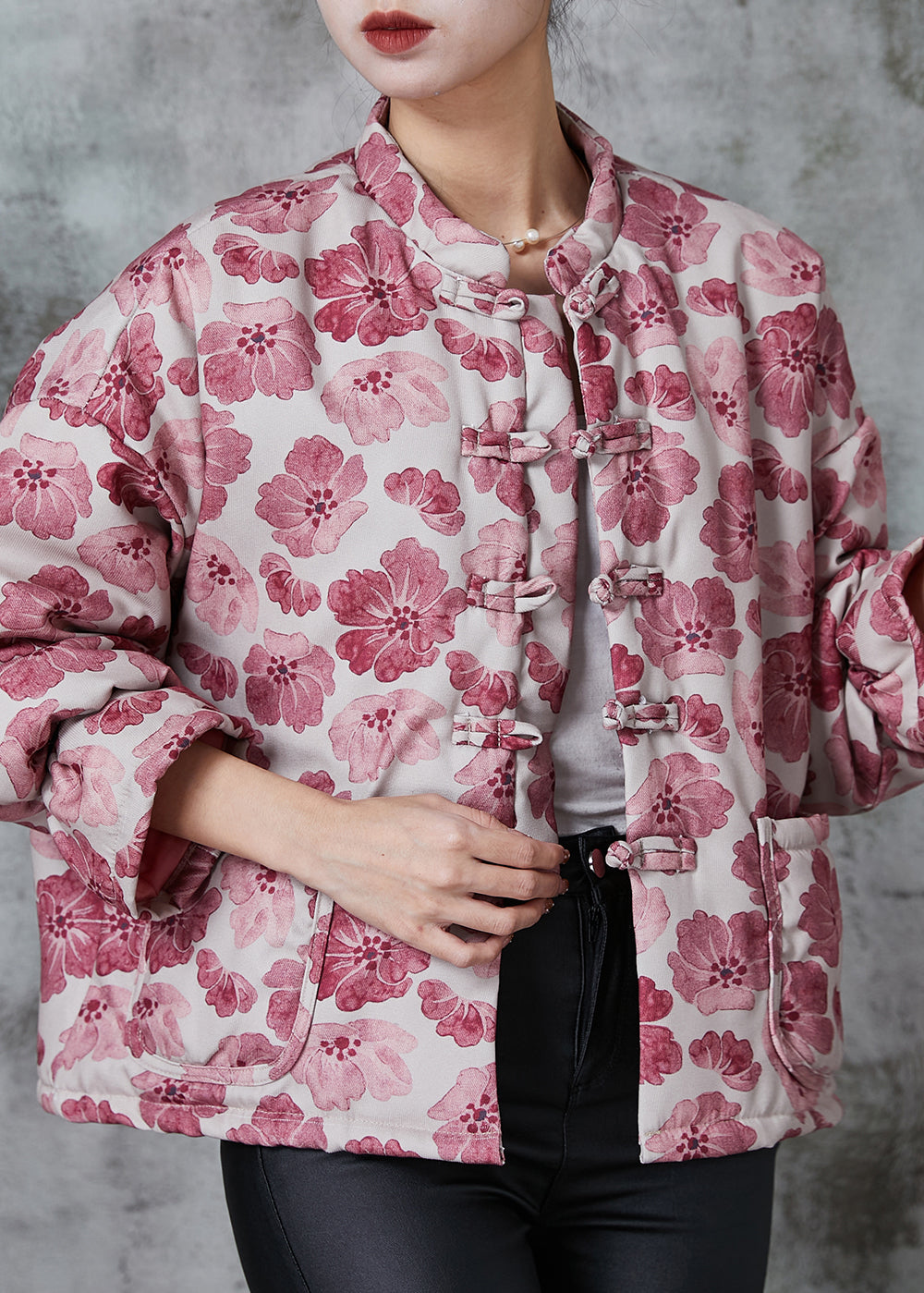 WW | Pink Print Feine Baumwollgefüllte Orientalische Mäntel