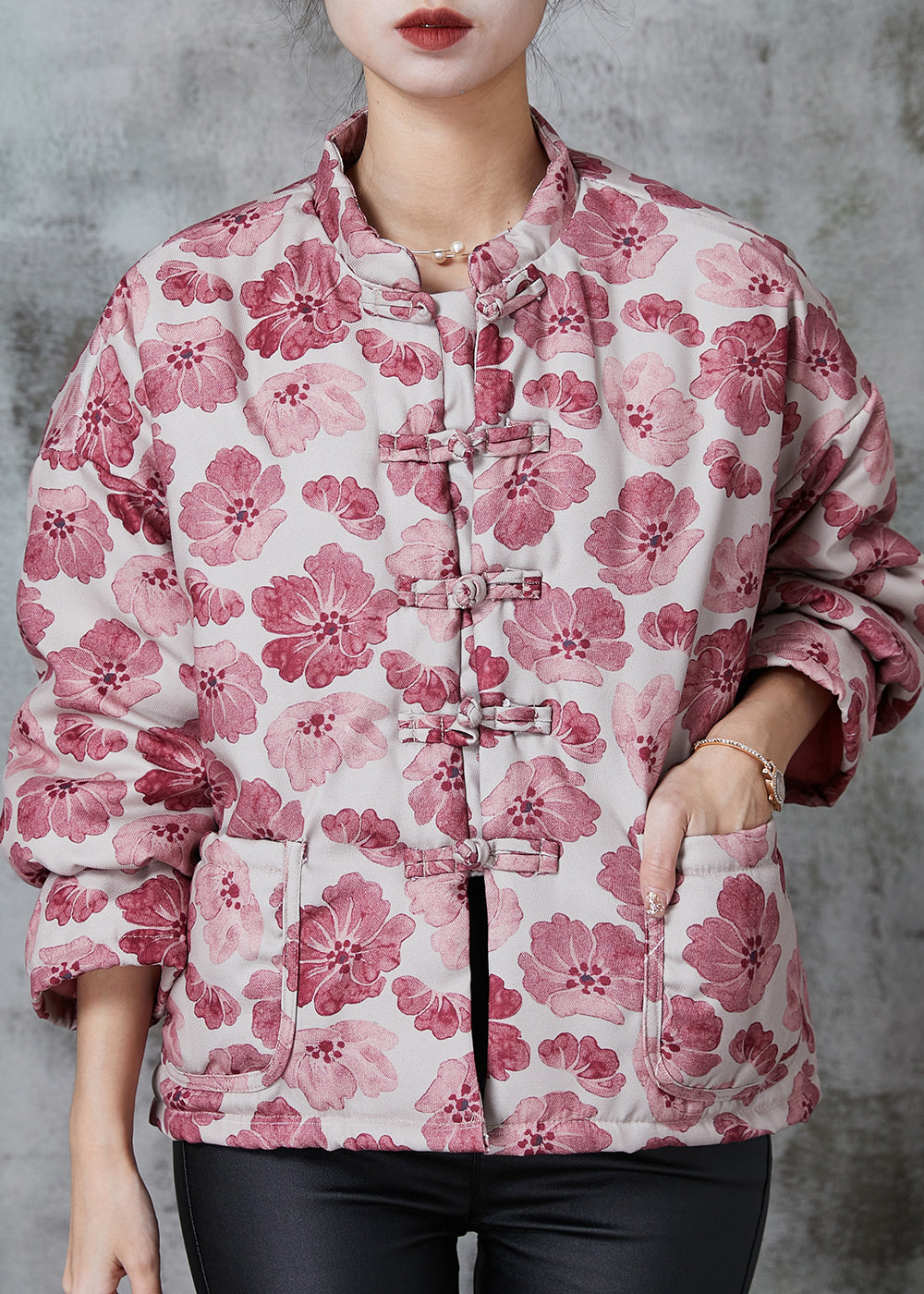 WW | Pink Print Feine Baumwollgefüllte Orientalische Mäntel