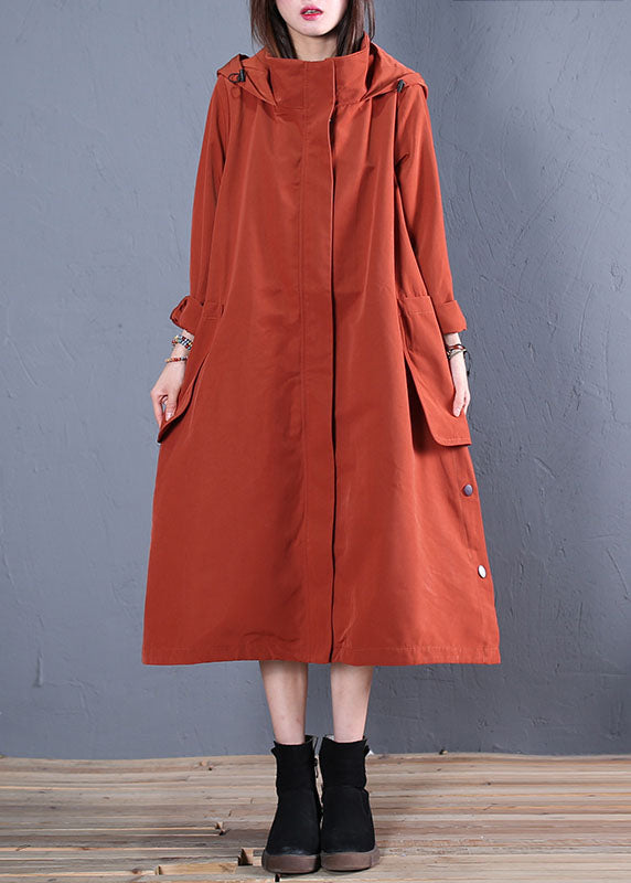 WW | Rust Kapuzen Taschen dicke Baumwoll-Trenchcoats