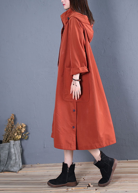 WW | Rust Kapuzen Taschen dicke Baumwoll-Trenchcoats