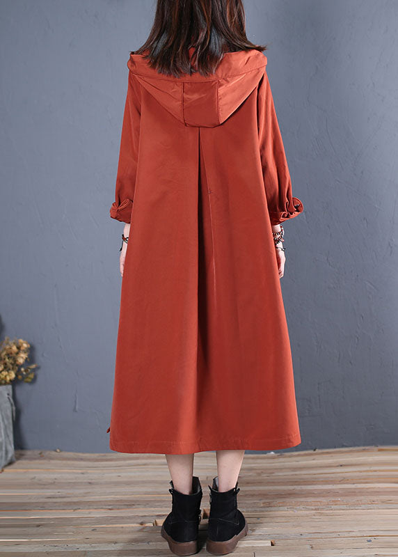 WW | Rust Kapuzen Taschen dicke Baumwoll-Trenchcoats