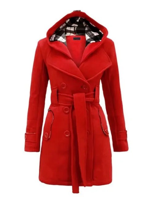 WW | Kapuzen-Peacoat - Zweireihiges Design - Warmer Wollmix - Winteroberbekleidung