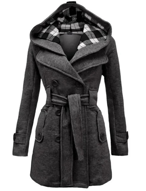 WW | Kapuzen-Peacoat - Zweireihiges Design - Warmer Wollmix - Winteroberbekleidung