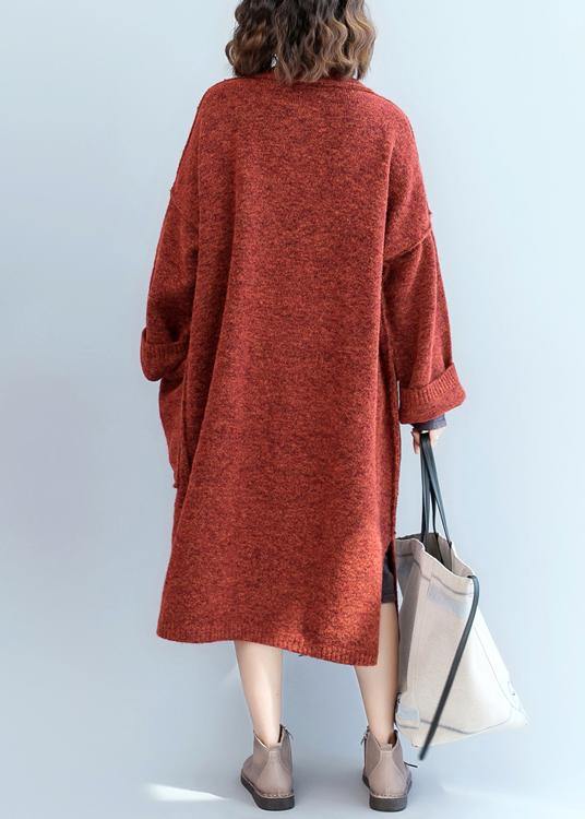 WW | Strickmantel oversized rot Fledermausärmel Taschen Mäntel