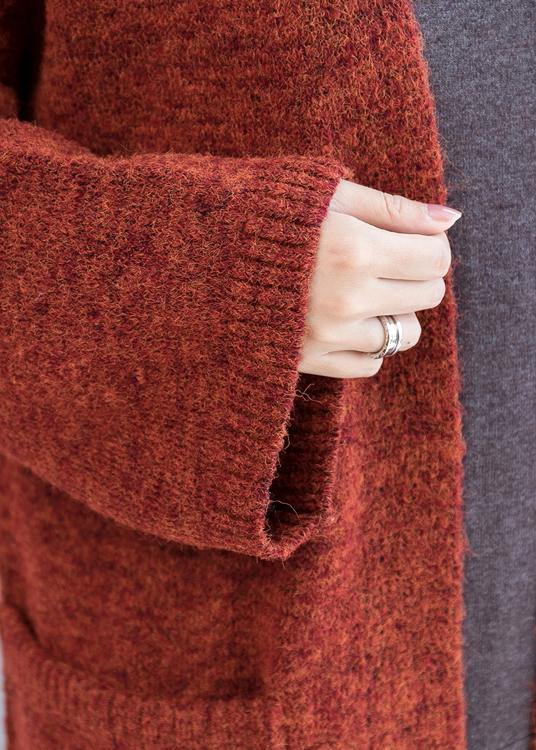 WW | Strickmantel oversized rot Fledermausärmel Taschen Mäntel