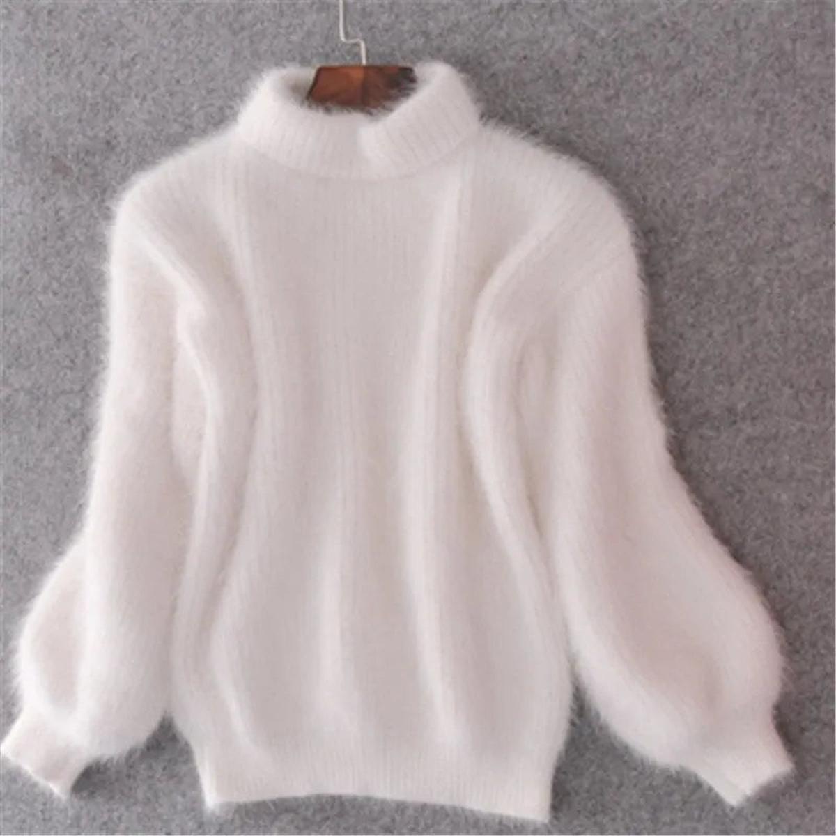 WW | Angora Pullover - Lässiger Gestrickter Pullover Damen