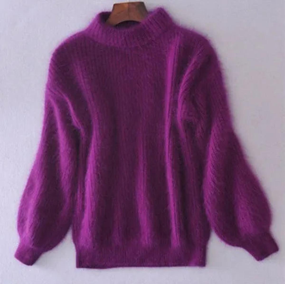 WW | Angora Pullover - Lässiger Gestrickter Pullover Damen
