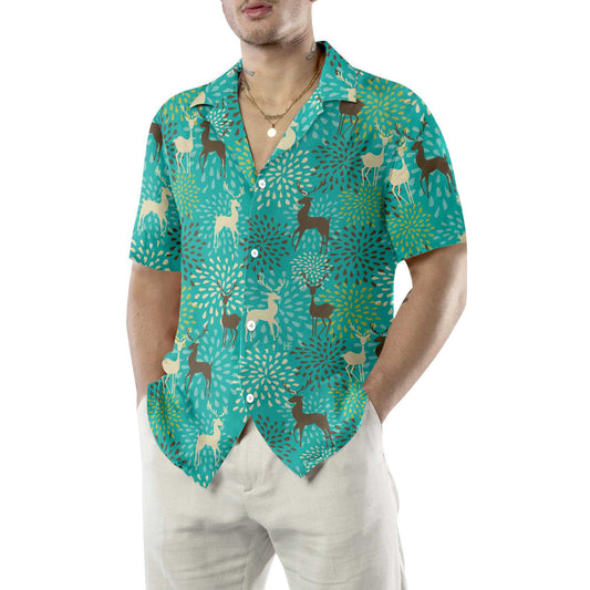 WW | Vintage Christmas Reindeer Seamless Pattern Hawaiian Shirt, Unique Gift For Christmas