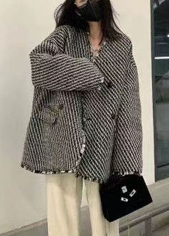 WW | V-Neck Pocket Plaid Coats