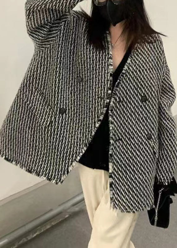 WW | V-Neck Pocket Plaid Coats
