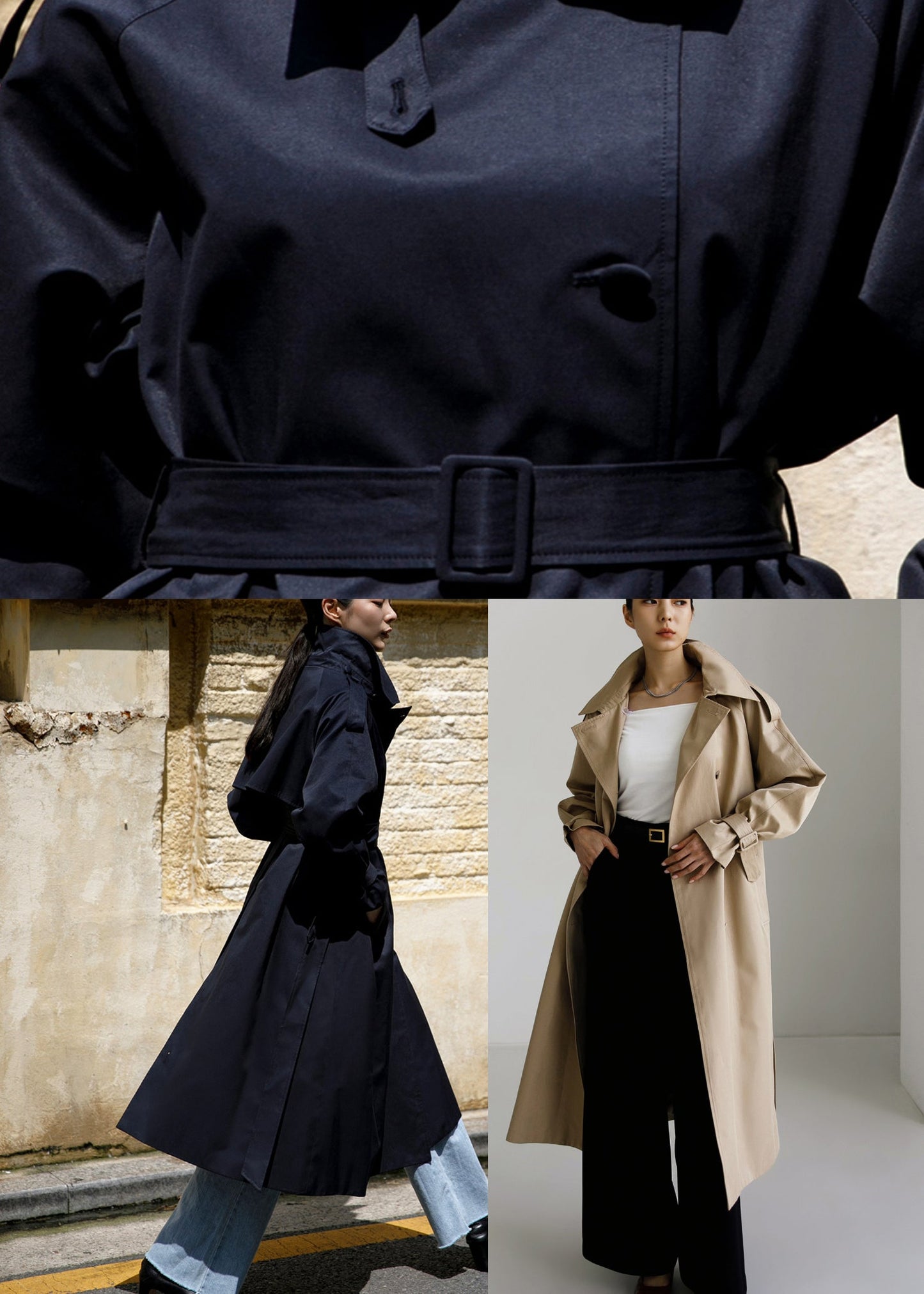 WW | Damen Trenchcoat mit breitem Kragen und Taschen