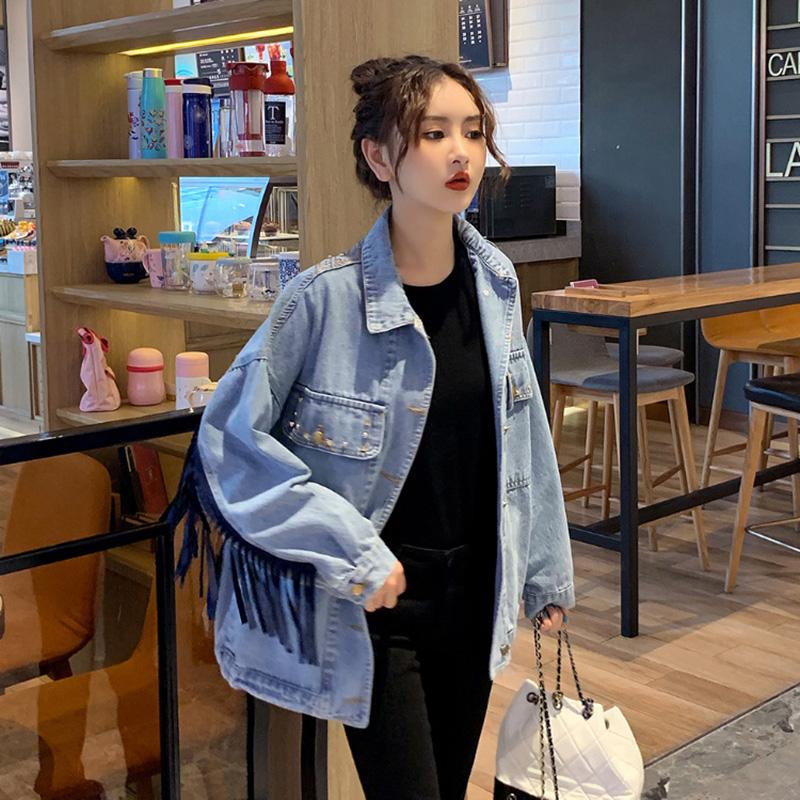 WW | Brooklynn Denim Jacket A unique jacket with floral print and fringe