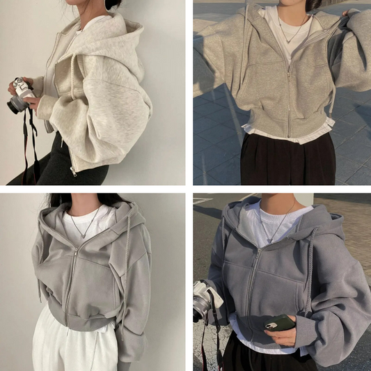 WW | Kapuzenpullover Bequem Übergröße Reißverschluss Kapuzenpullover Damen Zip up Kapuzenpullovers