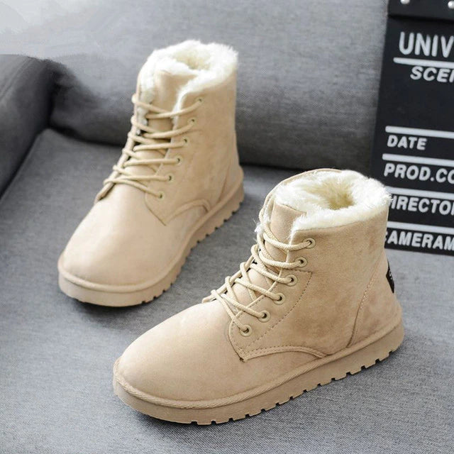 WW |  Winter Flache Stiefeletten mit Wolle für Damen - Ideal für Winter