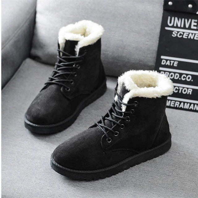 WW |  Winter Flache Stiefeletten mit Wolle für Damen - Ideal für Winter
