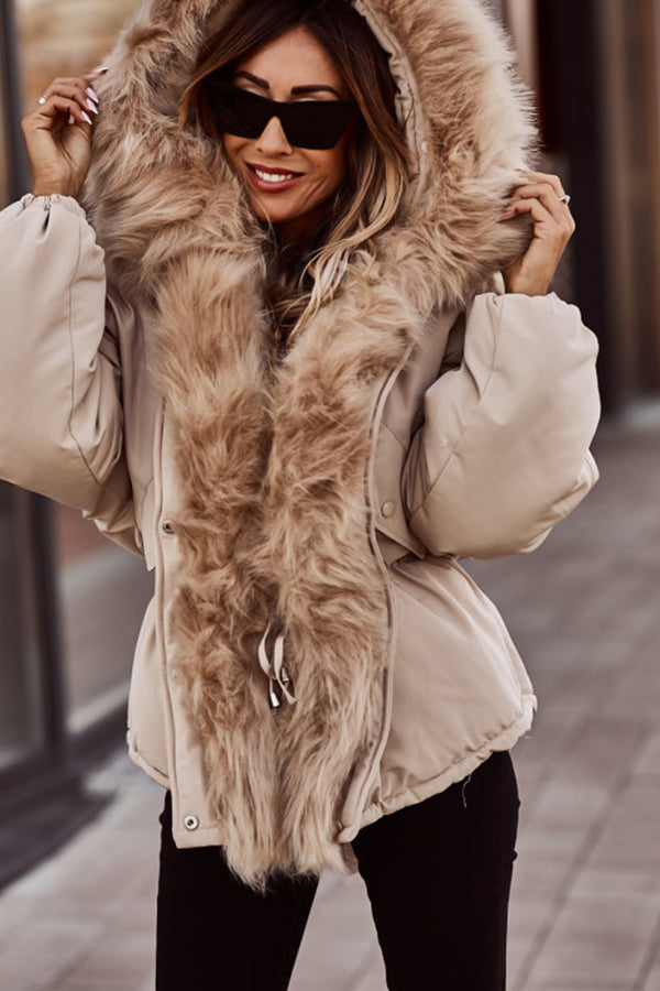 WW | Parka Jacke Kapuze Kordel Fellgefütterte Jacke Winterjacke