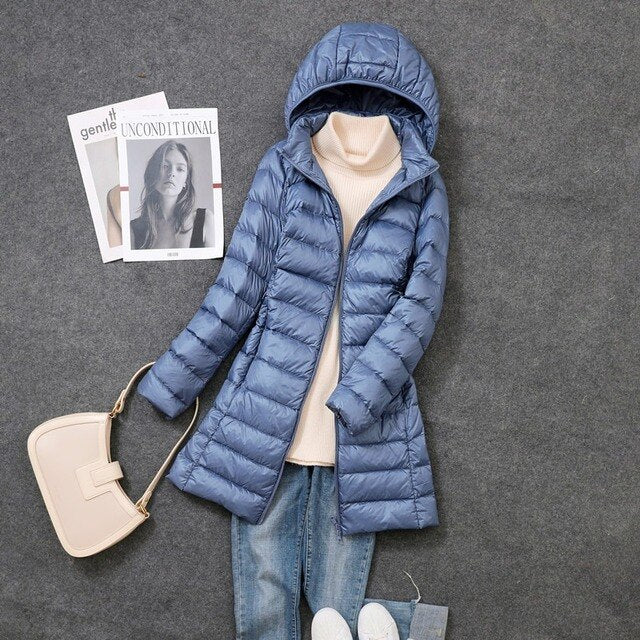 WW | Lange Daunenjacke mit abnehmbarer Kapuze Damen
