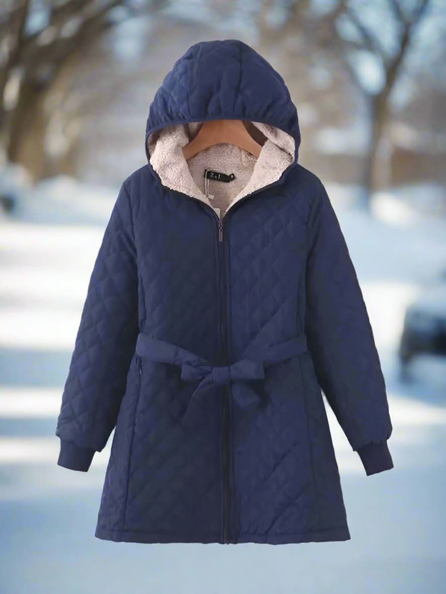 WW | Women's Quilted Jacket with Hood and Belt