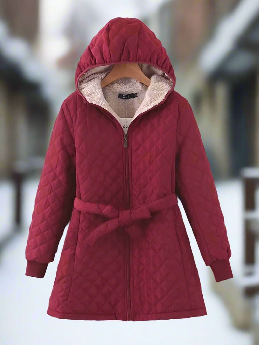WW | Damen Steppjacke mit Kapuze und Gürtel