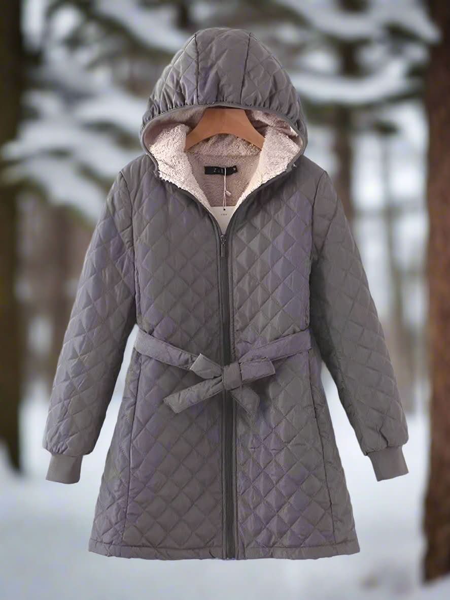 WW | Women's Quilted Jacket with Hood and Belt