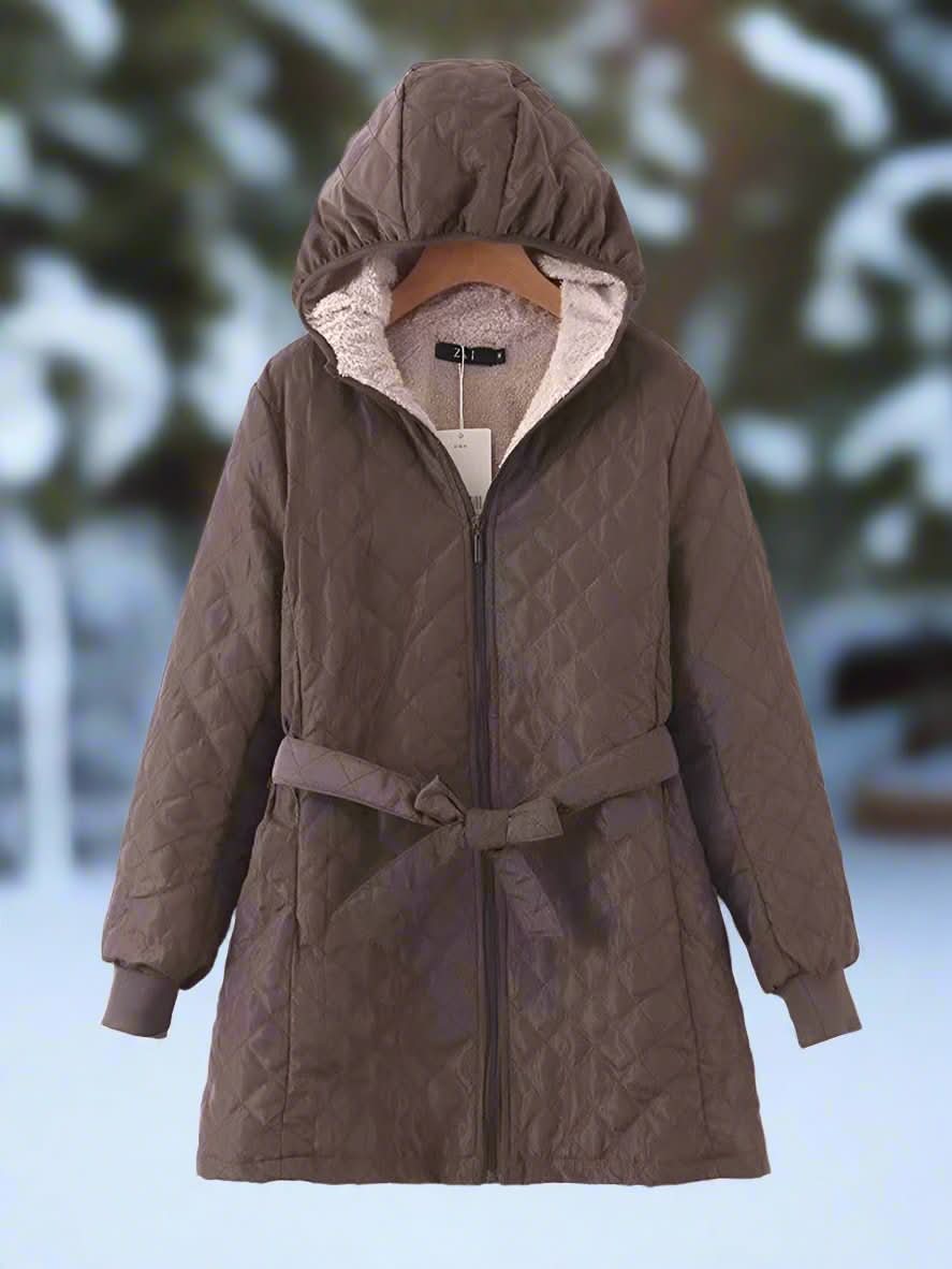 WW | Women's Quilted Jacket with Hood and Belt