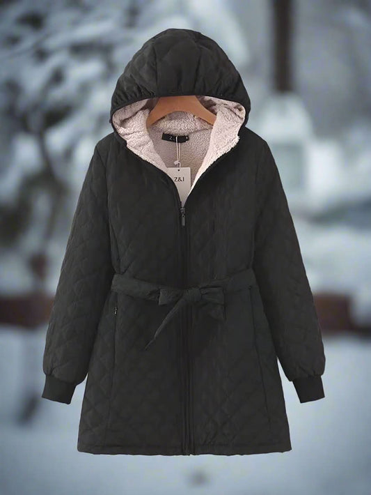 WW | Damen Steppjacke mit Kapuze und Gürtel