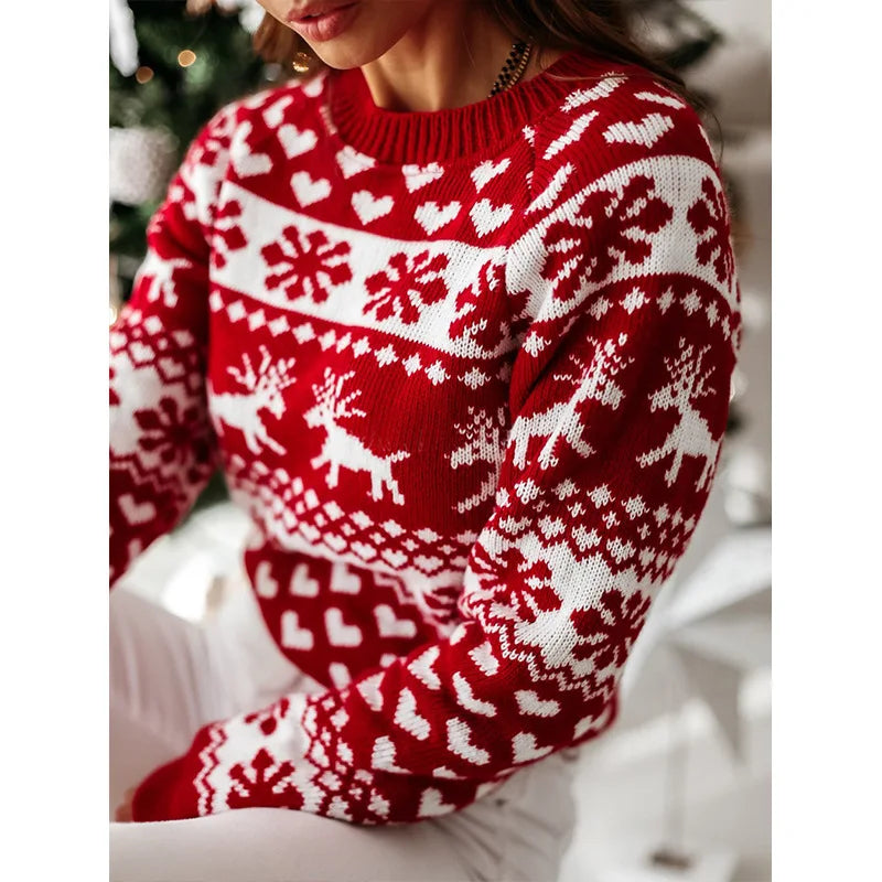 WW | Women's Christmas Sweater - Warm & Stylish Sweater with Snowflake Print