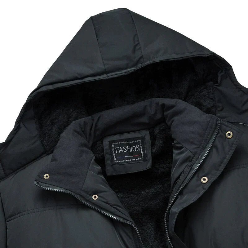 WW | Herren Wintermantel mit Kapuze und Reißverschluss Frontdesign