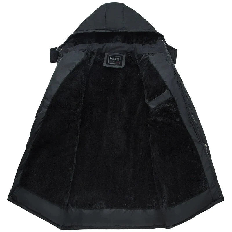 WW | Herren Wintermantel mit Kapuze und Reißverschluss Frontdesign