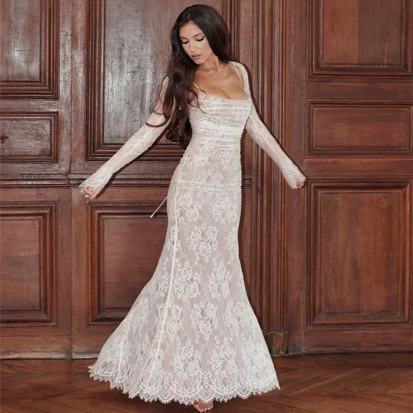 WW | Maxikleid mit Spitzenstickerei und Sling