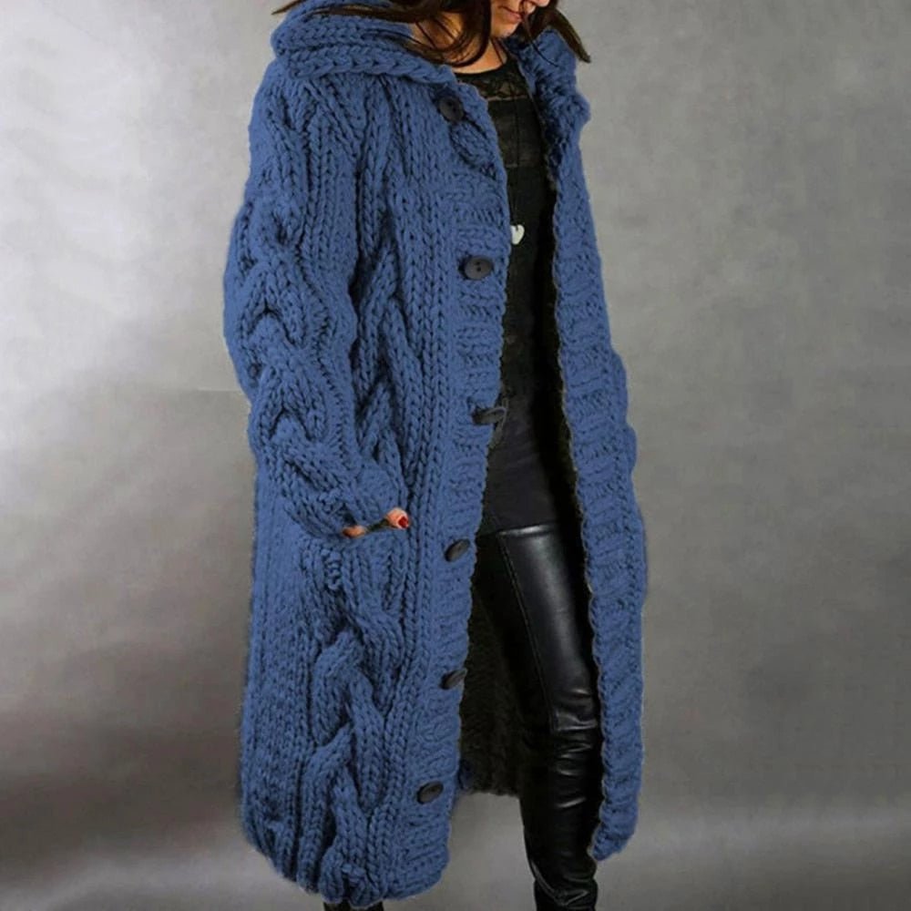 WW | Knitted Cardigan for Women Warm Winter Coat with Hood