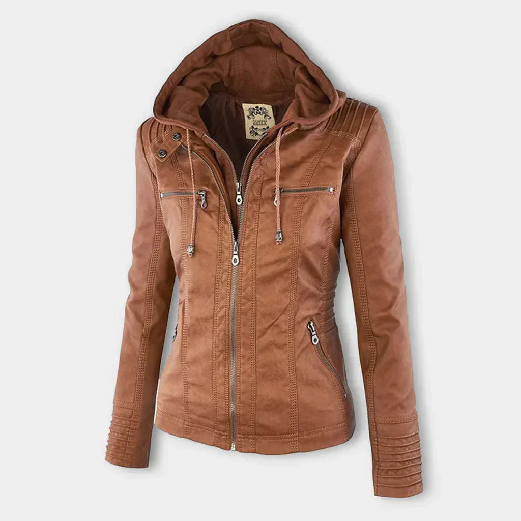 WW | Lederjacke für Damen mit Kapuze