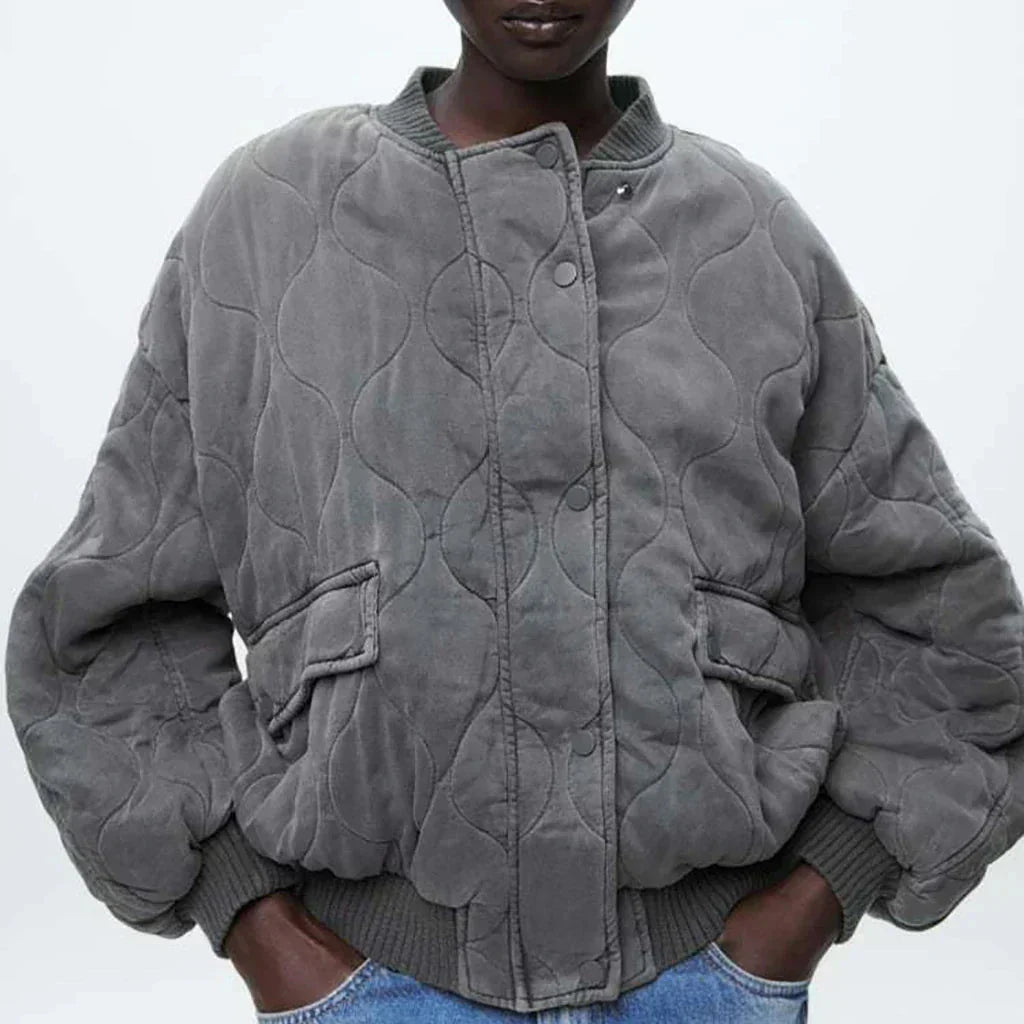 WW | Damen Lockere Passform Winterjacke Gequiltetes Design