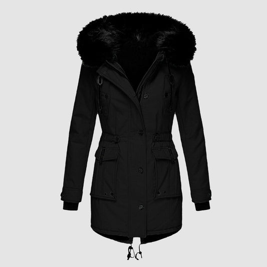 WW | Tailored fit Faux fur hood Drawstring waist Mid-length