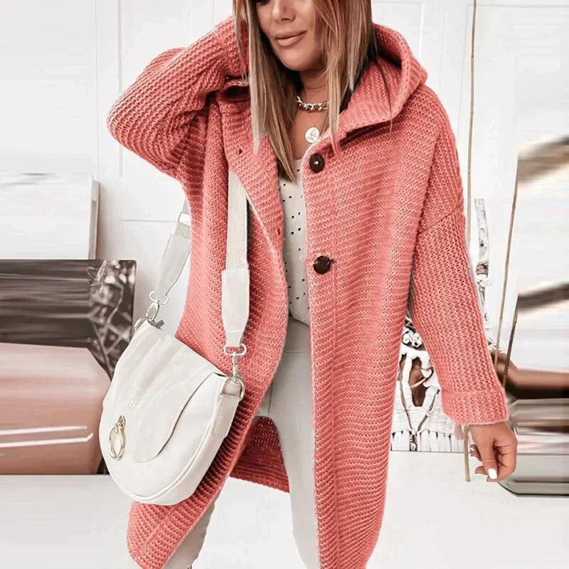 W&W - Lange warme Strickjacke mit Kapuze