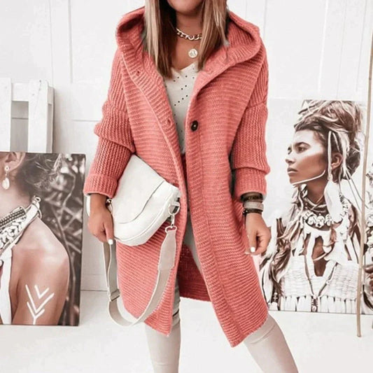 W&W - Lange warme Strickjacke mit Kapuze