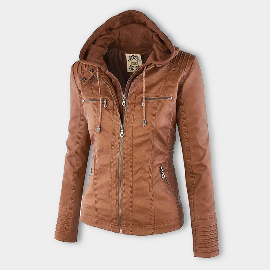 W&W - Damen Lederjacke mit Kapuze