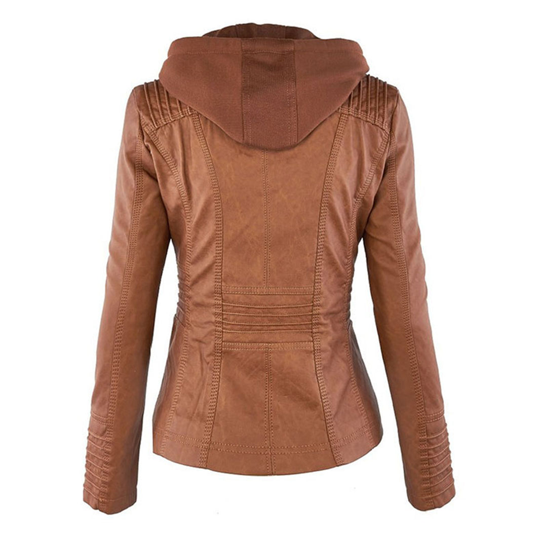 W&W - Damen Lederjacke mit Kapuze