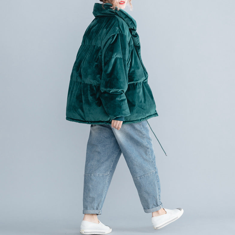 WW | army green Damen Parkas Locker sitzende Stehkragen Daunenjacke Frauen dicke Winterjacken