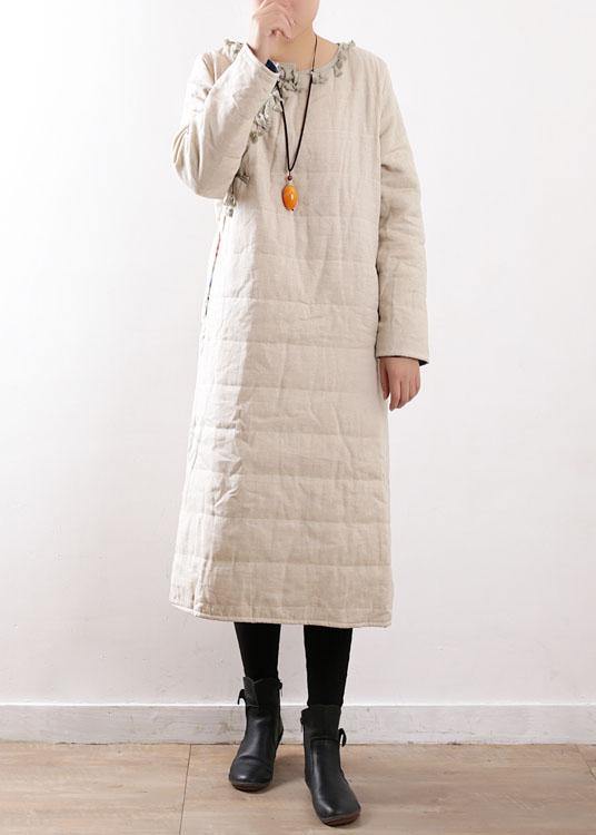 WW | beige Mäntel lässige Schneejacken Chinesischer Knopf seitlich offen Winteroberbekleidung