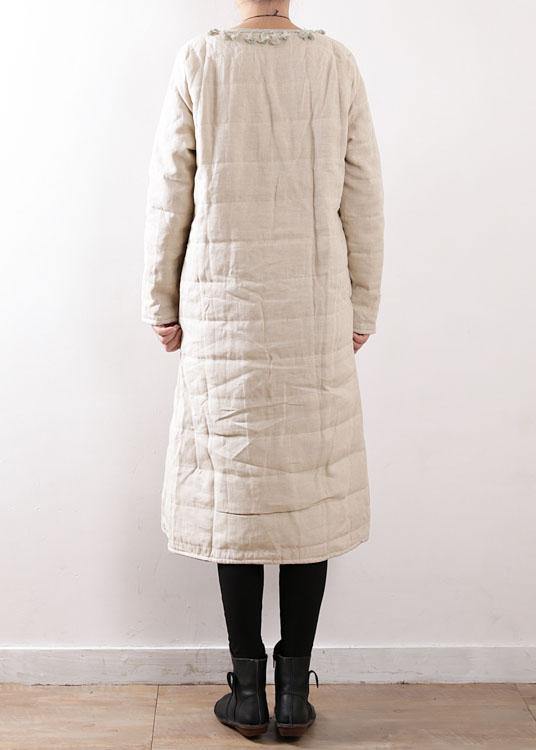 WW | beige Mäntel lässige Schneejacken Chinesischer Knopf seitlich offen Winteroberbekleidung