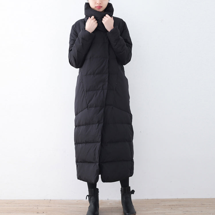 WW | schwarze Puffers jackets Locker sitzende Daunenjacke Neuer hoher Kragen Übermantel