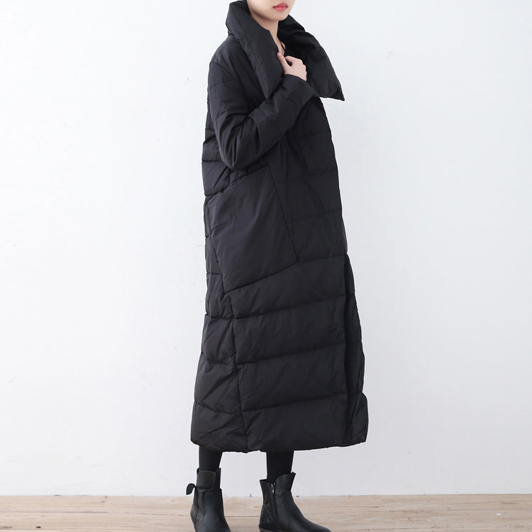 WW | Black puffer jackets Loose-fit down jacket New high collar overcoat