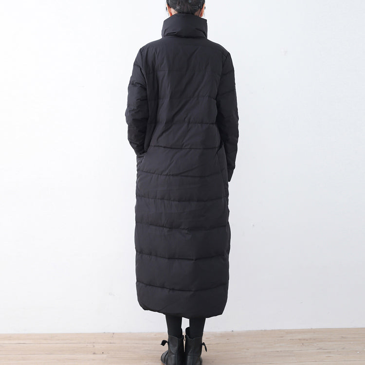 WW | schwarze Puffers jackets Locker sitzende Daunenjacke Neuer hoher Kragen Übermantel
