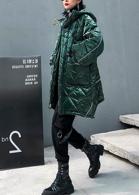 WW | Oversize-Jacken & Mäntel Kapuzenmäntel grün asymmetrischer Kordelzug-Saum Damen Parka