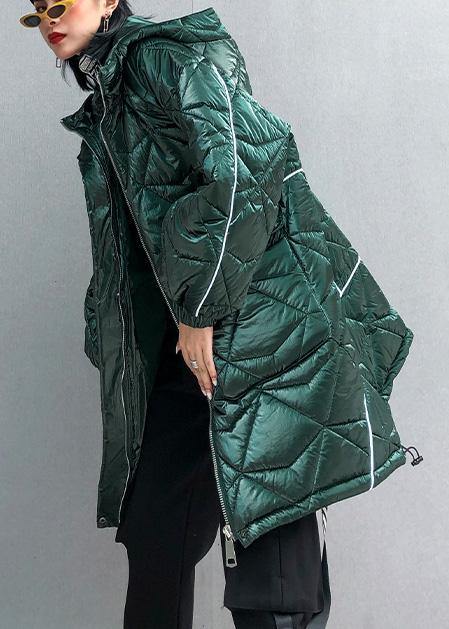 WW | Oversize-Jacken & Mäntel Kapuzenmäntel grün asymmetrischer Kordelzug-Saum Damen Parka