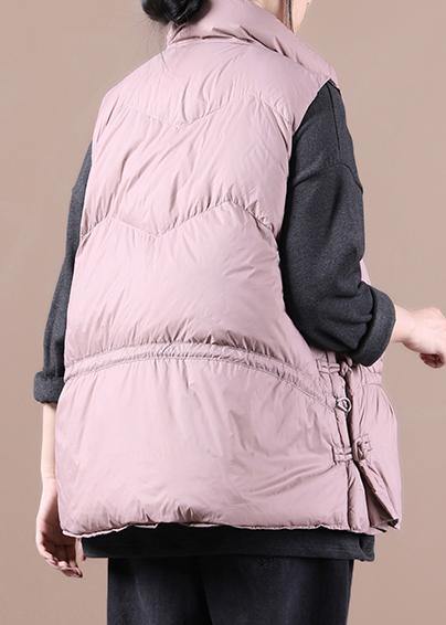 WW | Pink Down Coat Winter Loose Fit Women's Parka Stand-Up Collar Zipper Jackets