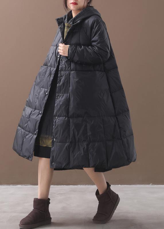 WW | Plus-Size Hooded Down Jacket Black Winter Parkas